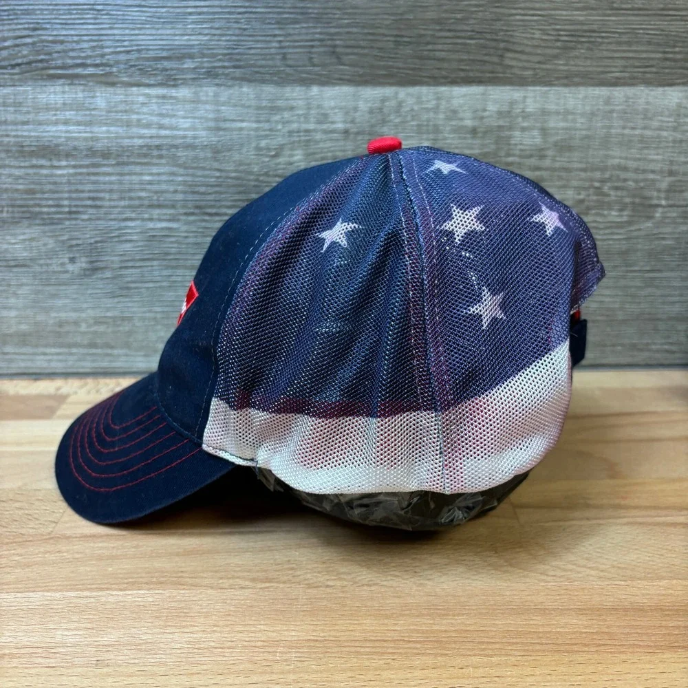 Budweiser Hat‎ Cap Strap Back Blue Beer Bud Drinking USA Flag Black K Products